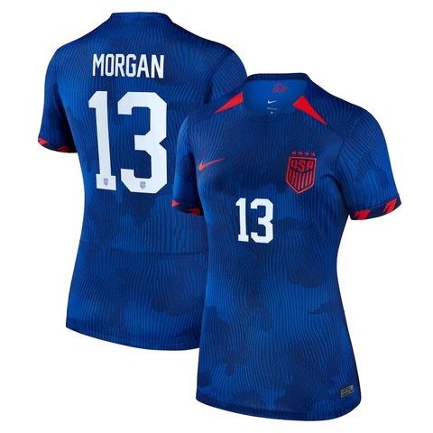 2023 World Cup Alex Morgan #13 USA WOMENS Away Blue 4 Star Soccer Jersey USWNT Cover