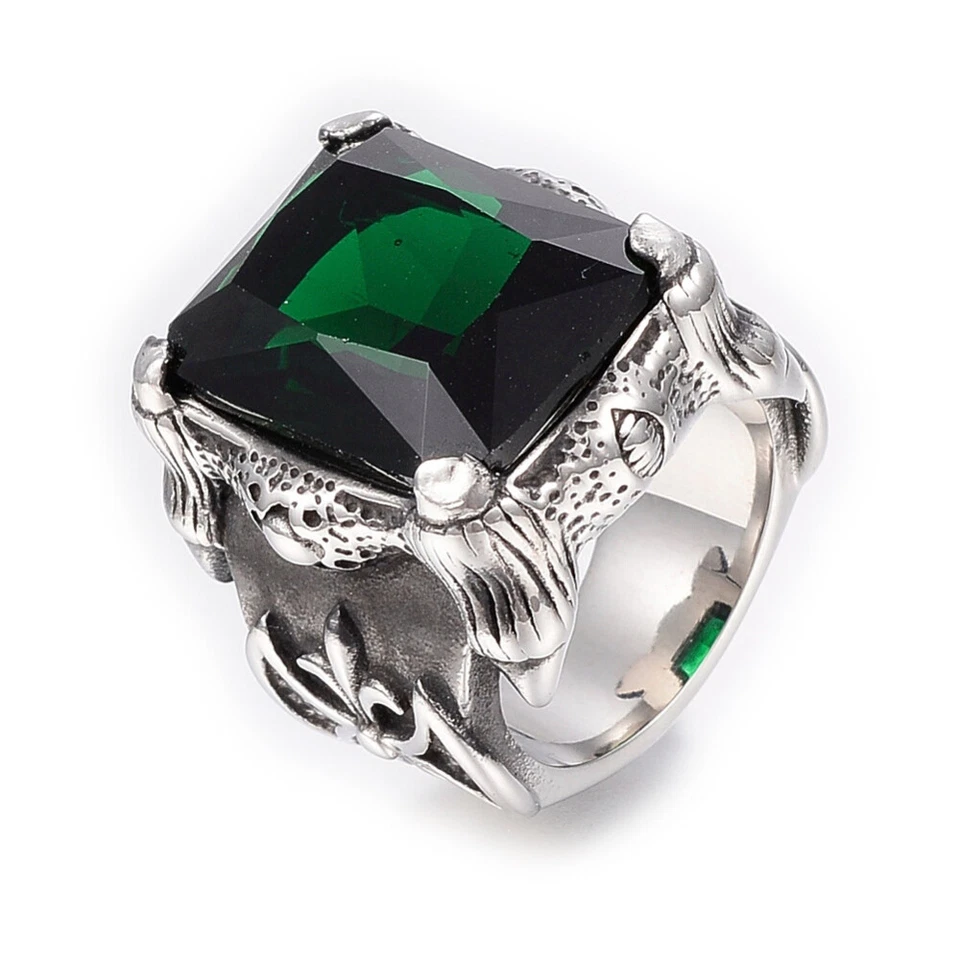 316 Хирургическое кольцо из нержавеющей стали кубический цирконий прямоугольник красный 17 ~ 22 мм Z696 - Изображение 1 из 1