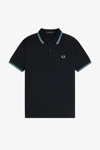 🔵 Fred Perry Polo M3600 Y60 Blu Navy / Mint Blue Uomo New SS25 - Imagen 1 de 8