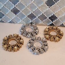 pier 1 imports Discontinued Bling Wood Snowflake Candle Holders Set Of 4 - New!!