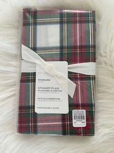 NWT Pottery Barn Stewart Plaid Standard Pillowcases Set of 2 Cotton Percale - Picture 1 of 4