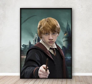 Póster de arte mural de Harry Potter del mundo mágico Ron Weasley estampado A4 enmarcado - Imagen 1 de 5