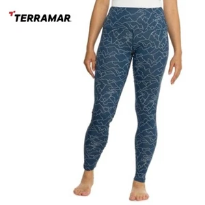 Terramar Women’s Merino Woolskins Leggings S Blue Mountain Print EUC $75 - Picture 1 of 11