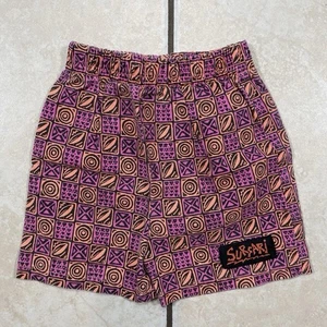 Vintage 90s Surf Print Kids Shorts Beach Neon Colors Funky Star Trends 2T - Picture 1 of 12