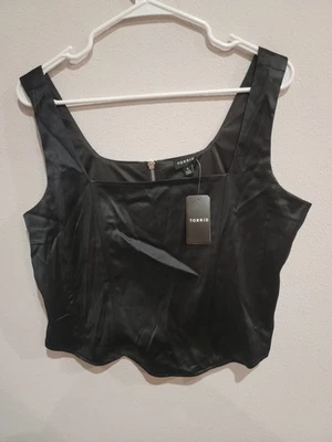 Corsé Torrid Top Mujer 0 12/L Negro Satinado Cuello Cuadrado Cremallera Espalda Sin Mangas Nuevo con Etiquetas  Foto 1 de 4