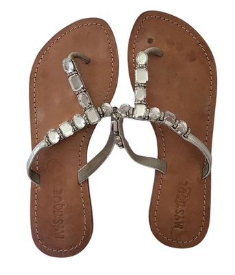 Sandalias planas Mystique plateadas con joyas para mujer - talla 10 Foto 1 de 3
