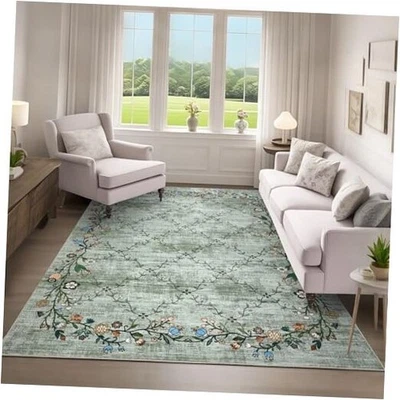  Alfombras florales lavables 5x7 para sala de estar: modernas florales antideslizantes grandes  Foto 1 de 4