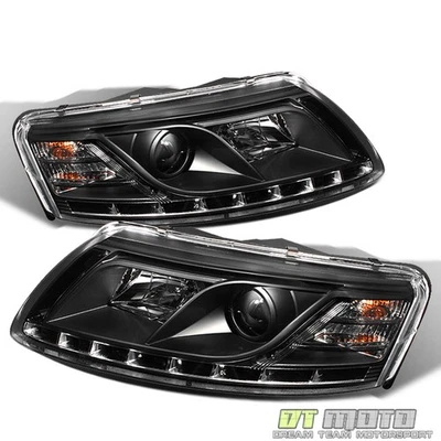 05-08 Audi A6 Black Projector Headlights +Daytime DRL Led Running Lights Lamps - Image 1 of 4