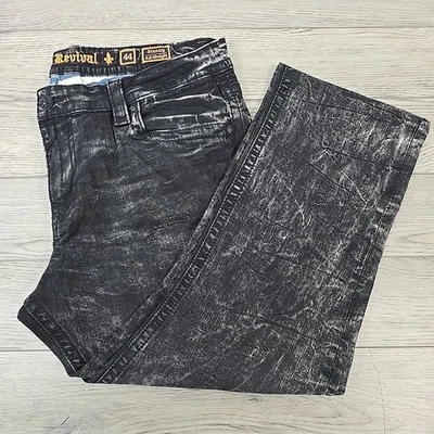 Pantalones de mezclilla rectos negros lavados con ácido Rock Revival Stanley Alt para hombre - talla 44 Foto 1 de 4