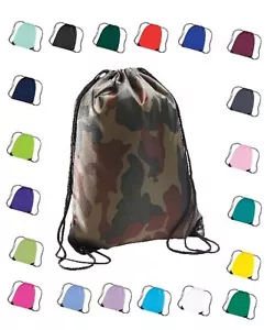 Water Resistant Gym Sack Swim Shoe PE Kit Bag - Picture 1 of 28