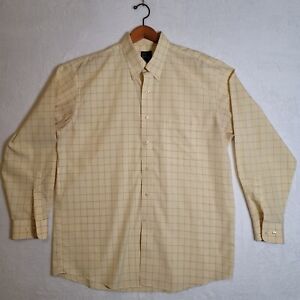 Jos. A. Bank Mens' Plaid Yellow Button Down Long Sleeve Shirt Large