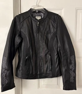 Women's Harley Davidson Black Leather Riding Gear Full Zip Jacket Women's Sz S - Picture 1 of 6