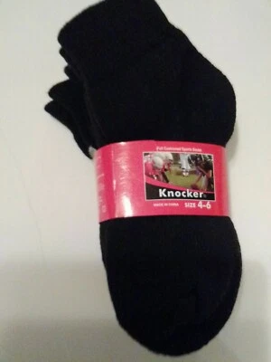 Calcetines deportivos de algodón con cojín completo negros lisos para niños 1/4 talla 4-6,4 PARES Foto 1 de 3