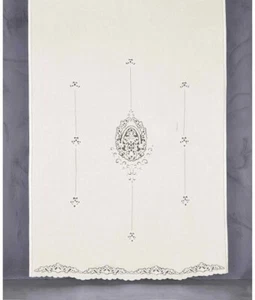 Tenda in lino ricamata a mano lavorazione intaglio: r617. - Foto 1 di 2