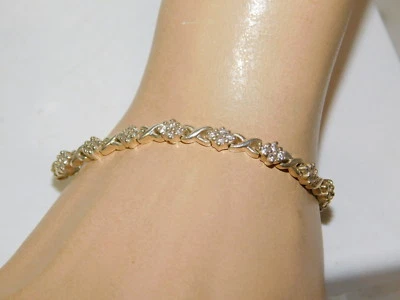 925 Argento Sterling Diamante Grappolo 7 " Tennis Bracciale da Balia Serrature - Immagine 1 di 4