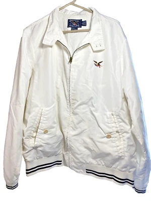 Chaqueta American Living blanca con cremallera completa para hombre negra a rayas talla XL Foto 1 de 4