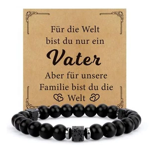 Papa Geschenk – Schwarzes Perlenarmband Vatertag, Geburtstagsgeschenk für Papa - Bild 1 von 7