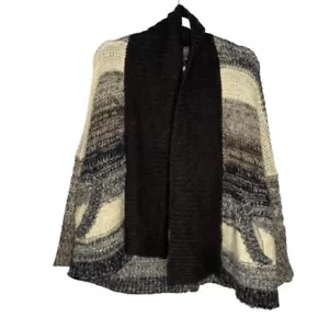 Suéter de madera para mujer mezcla de mohair pequeño drapeado marrón crema rayas - Imagen 1 de 6