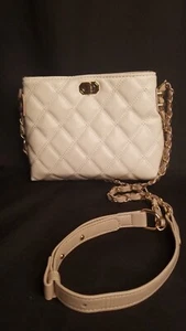 Cream Lattice Stitched Cream Shoulder Bag gold chain adjustable strap - Picture 1 of 12