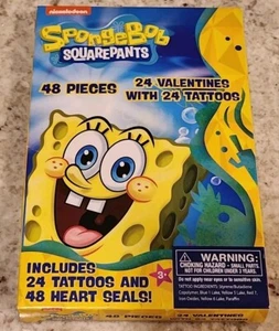 🧽 SpongeBob SquarePants 24 Valentines With 24 Tattoos =48pcs - Picture 1 of 2