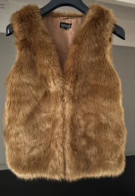 Colete/colete de pele sintética TOPSHOP marrom tamanho Reino Unido 6 EUR 34 - Imagem 1 de 4
