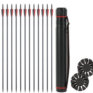 12pcs Archery Hunting 31" Carbon Arrows +Quiver Arrows for Recurve/Compound bow - Picture 1 of 12
