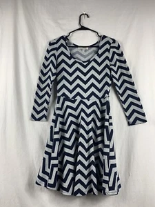 Im In Love With Derek Dress Long Sleeves Gray with Black Chevron Stripes Size S - Picture 1 of 4