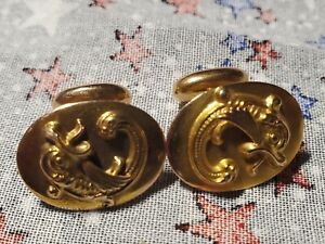 1920s Arthur M Anderson 14K Gold Cufflinks barbell/fixed style, fish, 7.34g,CF-3