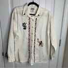 Vintage Disney embroidered Mickey Mouse button front white shirt size XL women’s