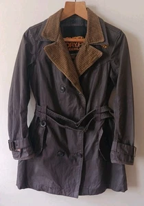Superdry Femme Veste Safari Mac Wax Taille Medium Marron Ceinturée - Photo 1/24