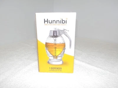Dispensador de miel de vidrio sin goteo Hunnibi de 8 oz con soporte - Ser de jarabe estilo panal Foto 1 de 4