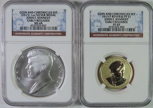 2015 John F Kennedy Chronicles Set Reverse Proof $1 & Silver 1oz Medal NGC - Picture 1 of 2