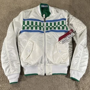 Alpha Industries Jacket Men S White Green Checkered Reversible Opening Ceremony - Picture 1 of 18