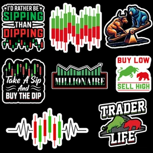 Menge 8 Börsen Aufkleber Day Trader Investor Aktienhandel für Laptop 8X - Bild 1 von 3