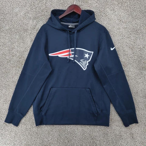 Nike New England Patriots Hoodie Mens M Blue Pullover Sweater NFL Football Cover