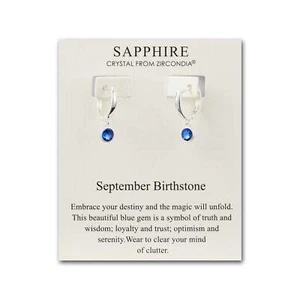 September Birthstone Hoop Earrings Created with Sapphire Zircondia® Crystals - Picture 1 of 9