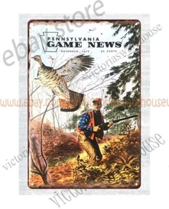 1973 Pennsylvania game hunting bird hunting ruffed grouse rifle tin sign - Picture 1 of 4