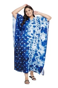 Plus Size Women Kaftan V-Neck Kimono Sleeve Beach Cover Up Sundress Caftan Dress - Picture 1 of 8
