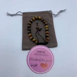 Tiger Eye Bracelet 8mm Men Women Handmade Natural Stone Tiger Eye Beads Bracelet - Picture 1 of 5