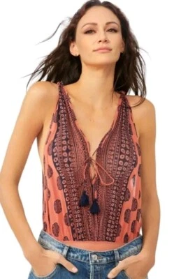 Free People Intimately Soul of the Sun Bodysuit Boho Brick Size SMALL NEW $78 - Image 1 of 4