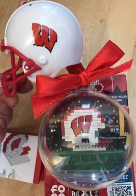 LOT University of Wisconsin Badgers Helmet & Build Your Own Puzzle Ornament NIB - Image 1 of 4