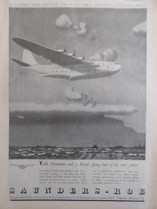 1/1946 PUB SAUNDERS-ROE BRITISH FLYING BOAT TABLE MOUNTAIN TAFELBERG ORIGINAL AD - Imagen 1 de 2