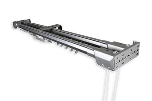 NEW!!! Silver Traverse DOUBLE Curtain Rod -- Center Open, 4 sizes 30"-156" - Picture 1 of 2