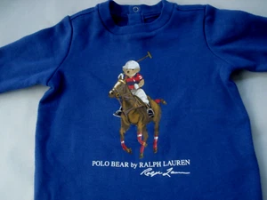 Ralph Lauren Infant Blue Fleece One Piece Long Sleeve Horse Bear 3 Months NEW - Picture 1 of 7