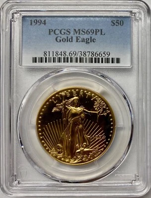 1994 $50 One-Ounce Gold American Eagle PCGS MS-69 PL - Image 1 of 4