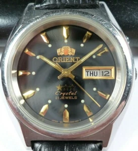 ✅ORIENT ✅3 STELLE Cristal Automatico 21 jewels Giappone Orologio da Polso Uomo Raro Vintage - Foto 1 di 12