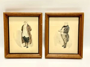 Vintage Framed Dickens Characters Miniature Prints Set of Two 4.75"x5.75" - Picture 1 of 5