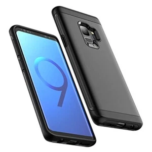 Heavy Shockproof Case for Samsung Galaxy S9, Dual Layer Rugged Black - Picture 1 of 7