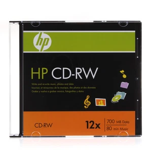 10-PK HP Logo 12X CD-RW CDRW ReWritable Blank Disc 700MB in Slim Jewel Case - Picture 1 of 7