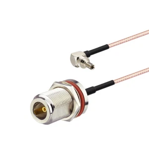 N-Type Jack Female bulkhead to CRC9 plug male RA RF pigtail cable RG316 30cm 12" - Picture 1 of 4